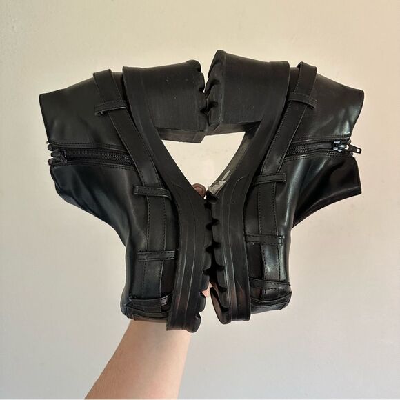 Demonia Black Vintage Y2k Goth Vegan Leather Platform Pirate Lugged Ankle Boots - Picture 9 of 10